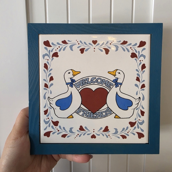 Vintage Other - Welcome Friends Duck Wall Tile - Blue Frame